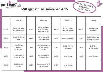 Die aktuelle Speisekarte für den Mittagstisch - gültig für den laufenden Monat