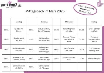 Die aktuelle Speisekarte für den Mittagstisch - gültig für den laufenden Monat
